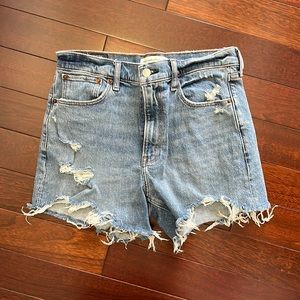 Abercrombie & Fitch Light Blue Distressed Denim Shorts